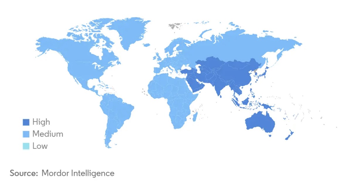 Growth rate of the software development market by region, 2026–2031